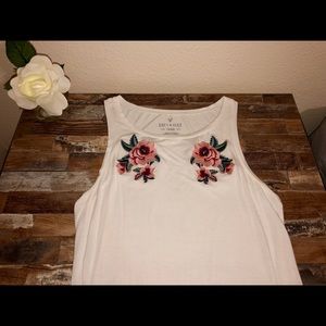 AEO White Floral Muscle Tank